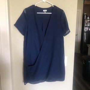 ✨NEVER WORN TOBI Dark Blue Deep V Sheer Dress✨